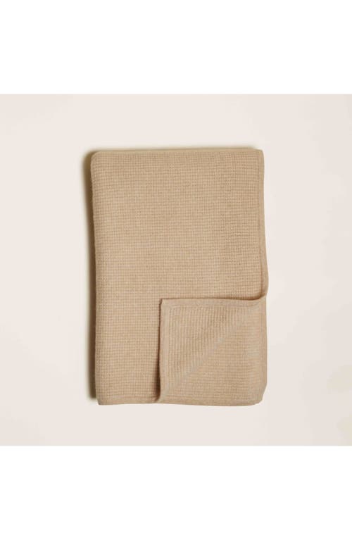 Italic Cassie Cashmere Waffle Knit Baby Blanket In Soft Camel