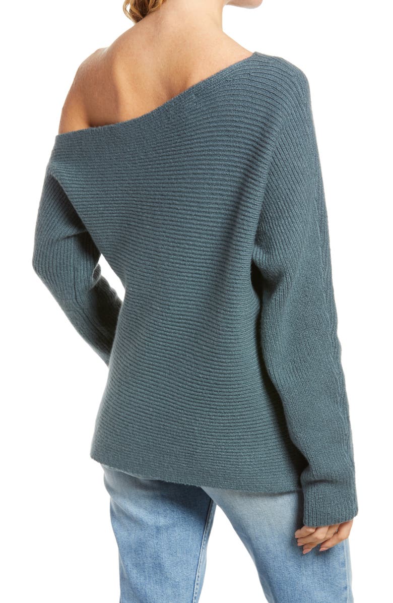 Treasure & Bond Ribbed One-Shoulder Pullover, Alternate, color, 