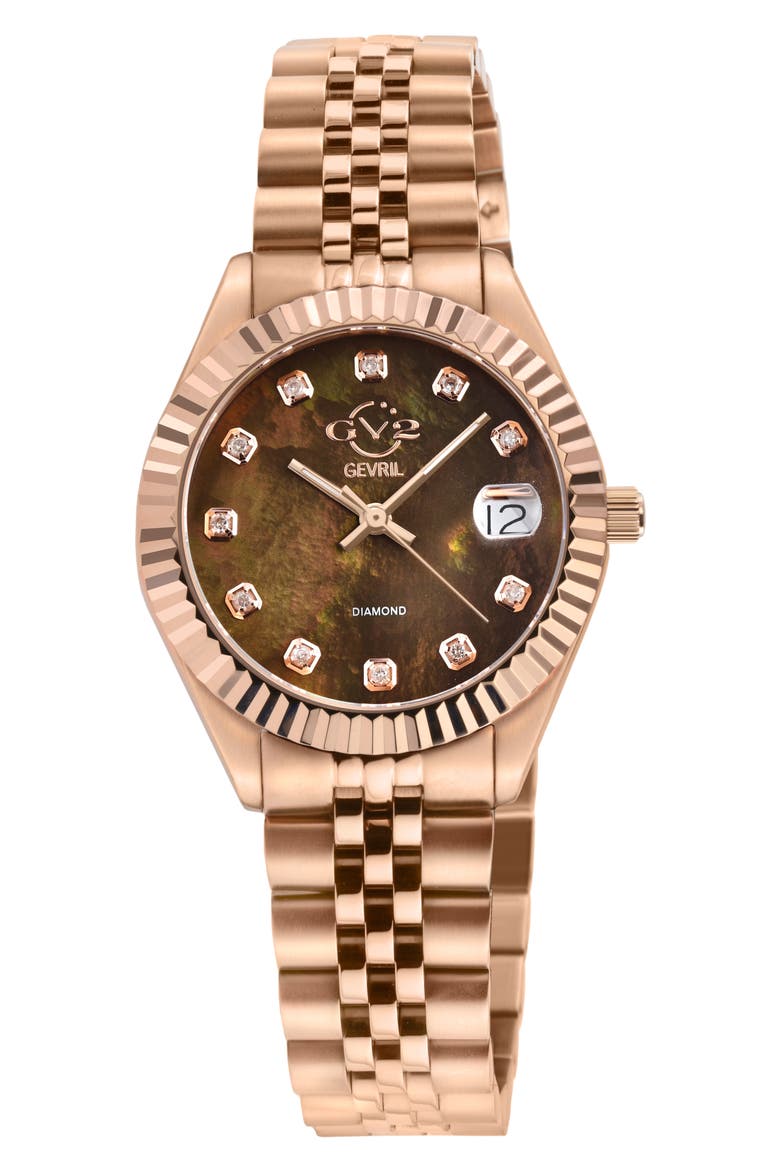 Naples Swiss Diamond Bracelet Watch, 34mm - 0.146ct., Main, color, ROSE GOLD