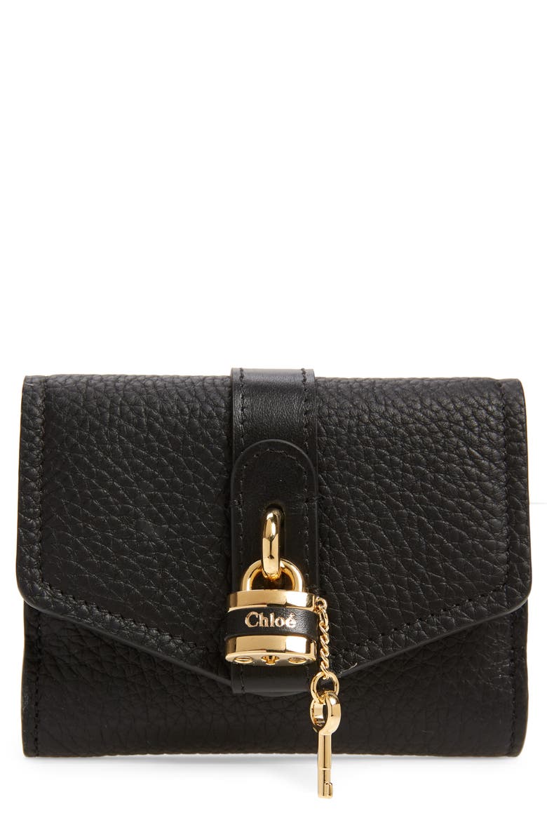 Chloé Aby Leather French Wallet, Main, color,