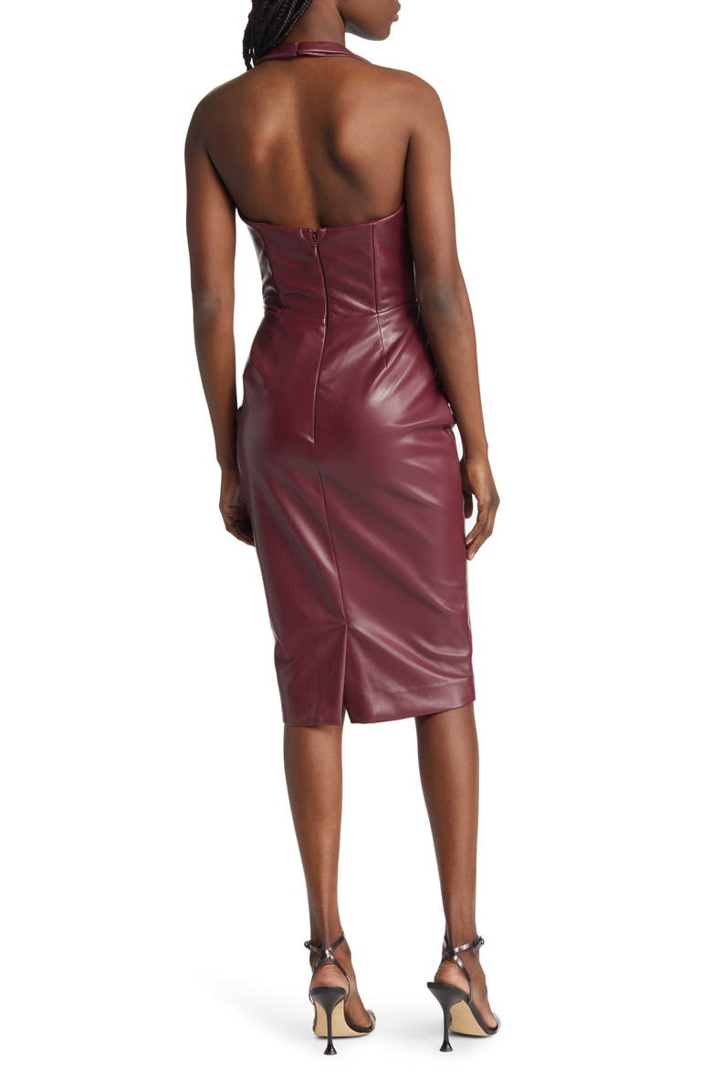 HOUSE OF CB Jaquetta Lace-up Faux Leather Halter Dress, Alternate, color, 
