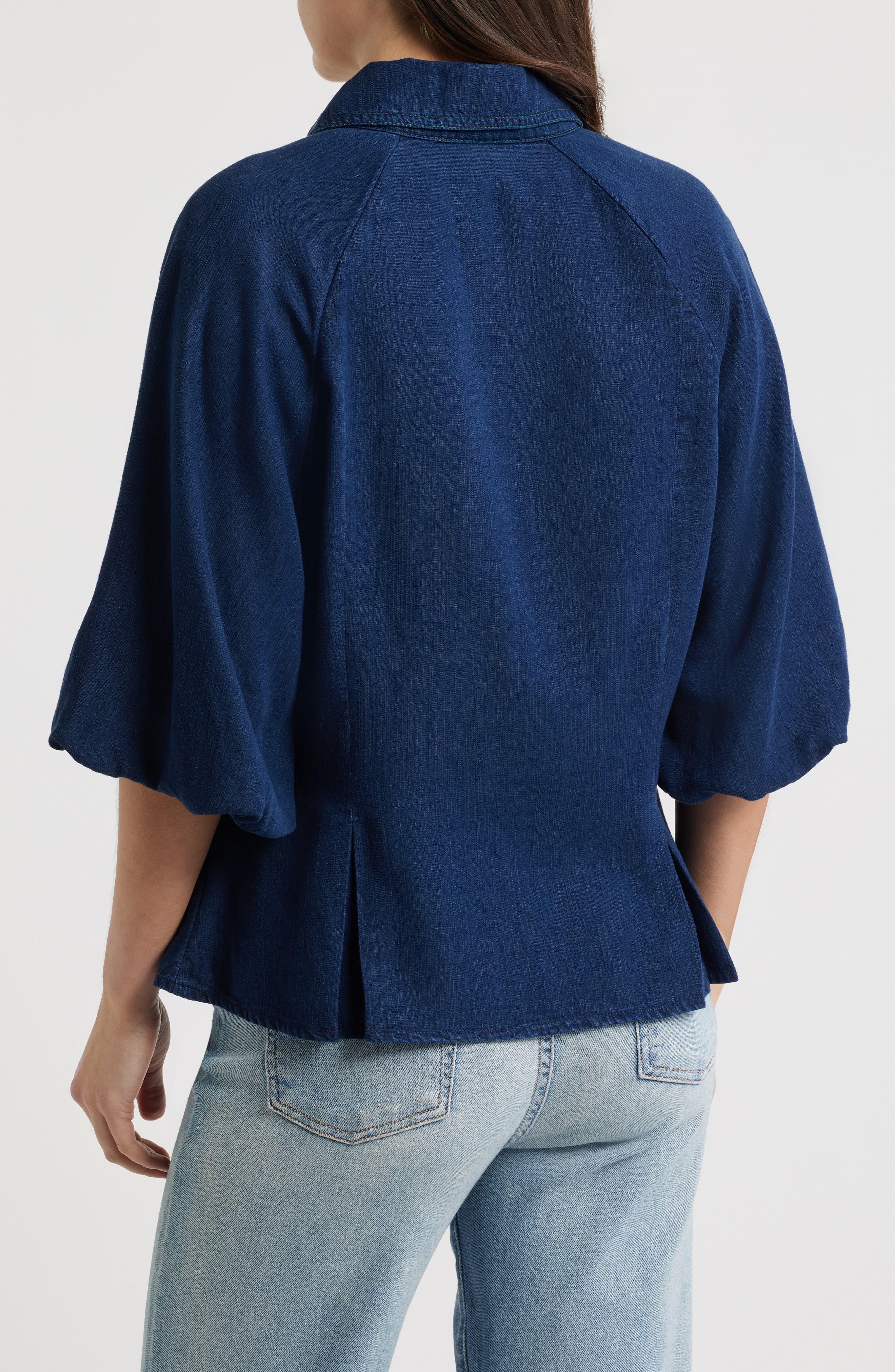 Bubble Sleeve Flare Button-Up Top - image 2