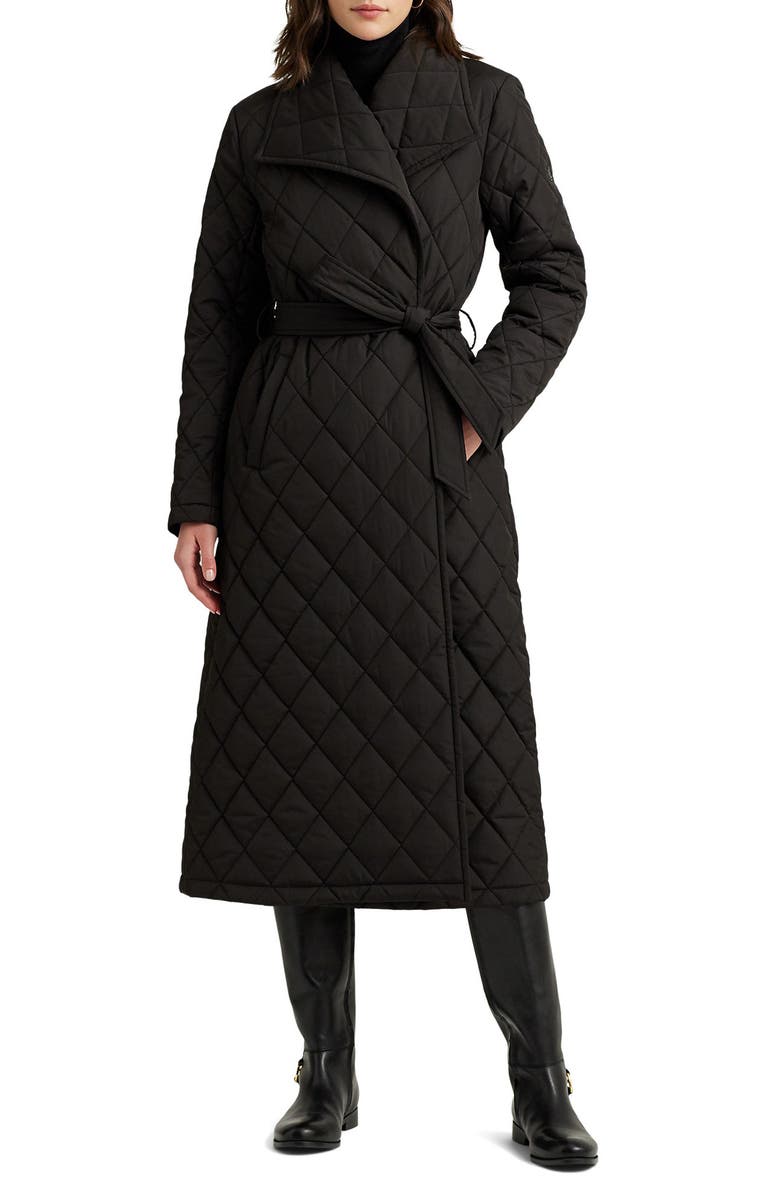 Lauren Ralph Lauren Diamond Quilted Belted Water Resistant Jacket, Main, color, 