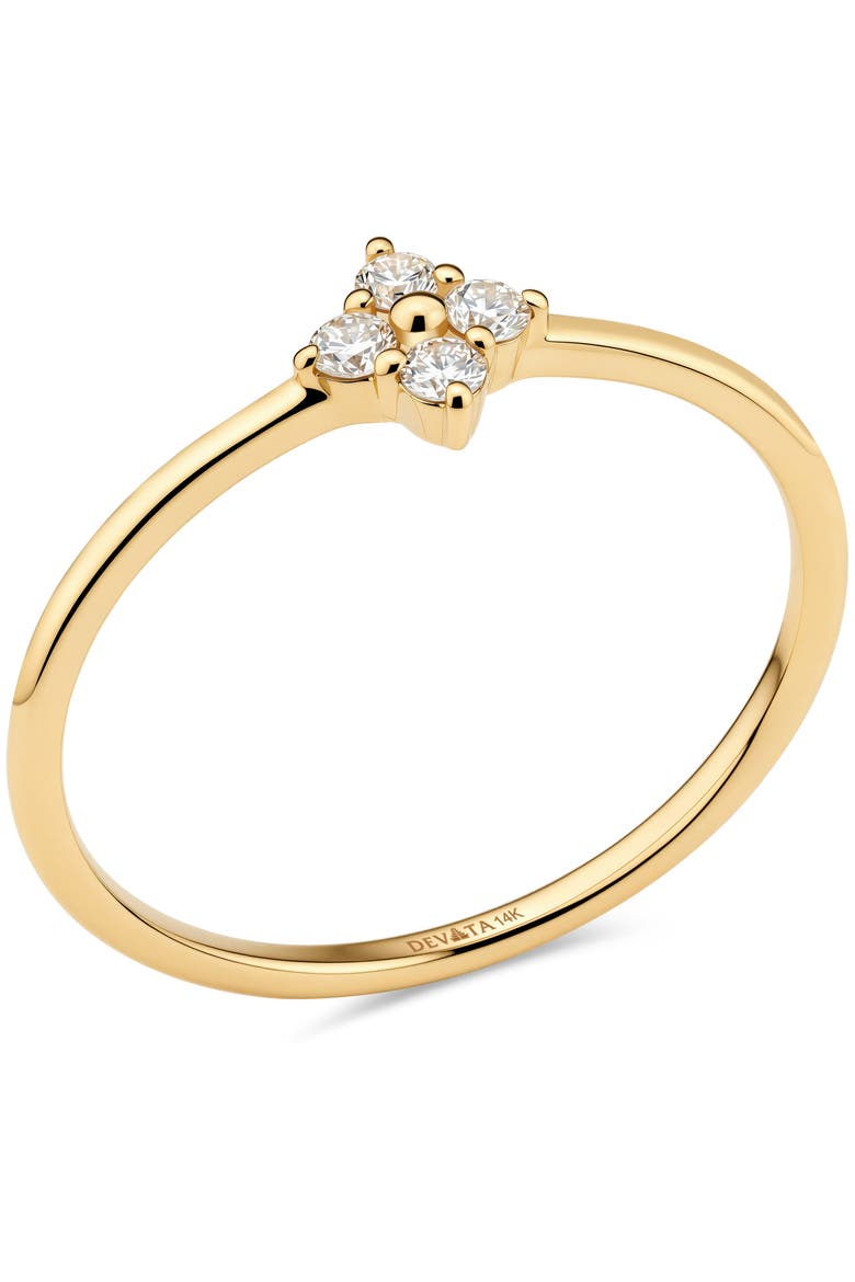 Clover Lab Grown Diamond Ring in 14K Gold, Alternate, color, Yellow Gold