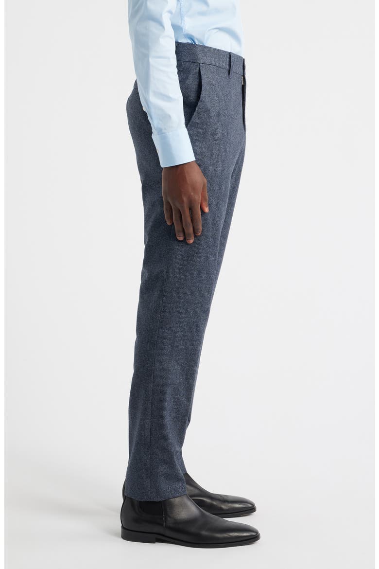 Genius Slim Fit Flat Front Microcheck Brushed Wool Dress Pants, Alternate, color, OPEN BLUE