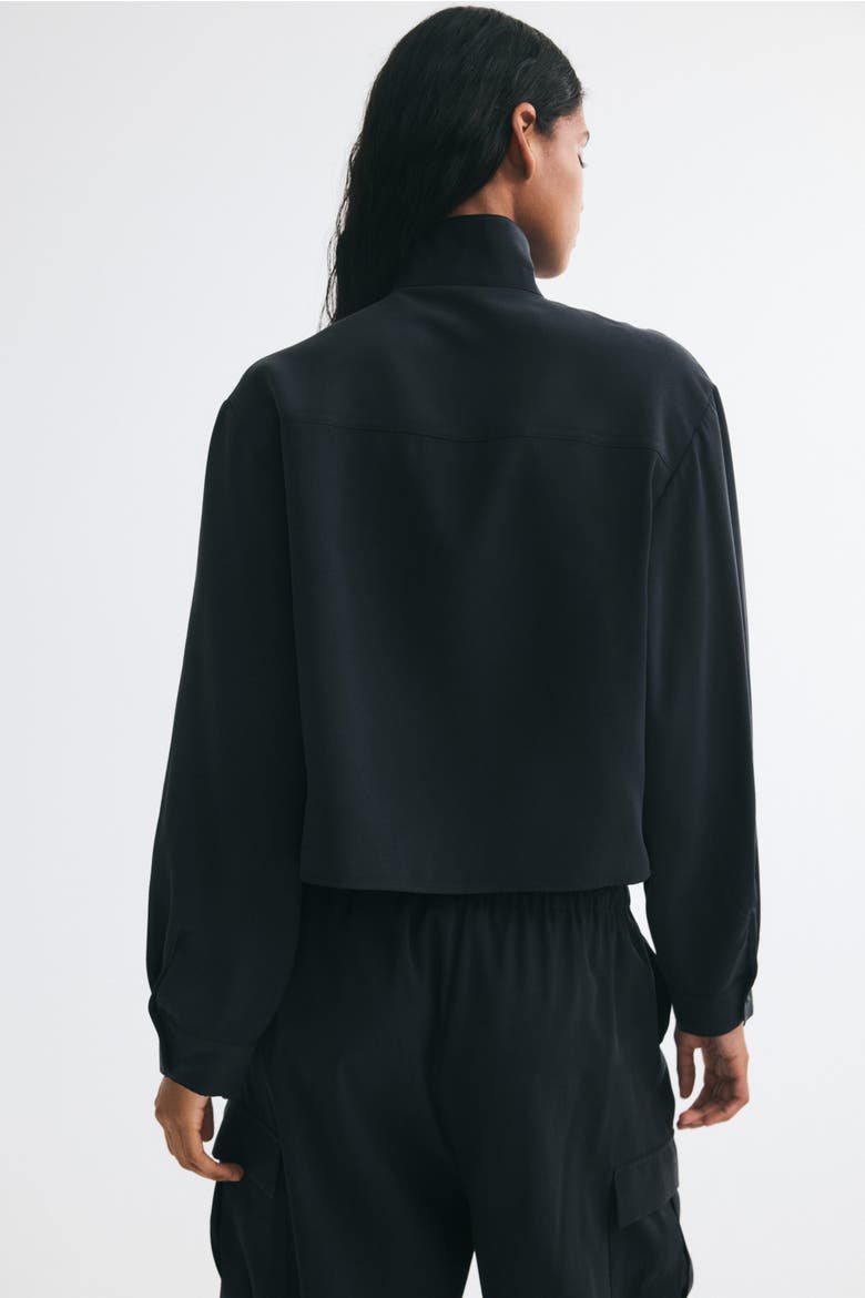 Stand-up Collar Viscose-blend Shirt, Alternate, color, Dark gray
