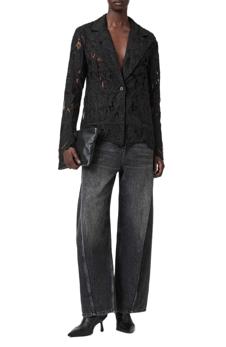 AllSaints Charli Lace Blazer, Alternate, color, Black