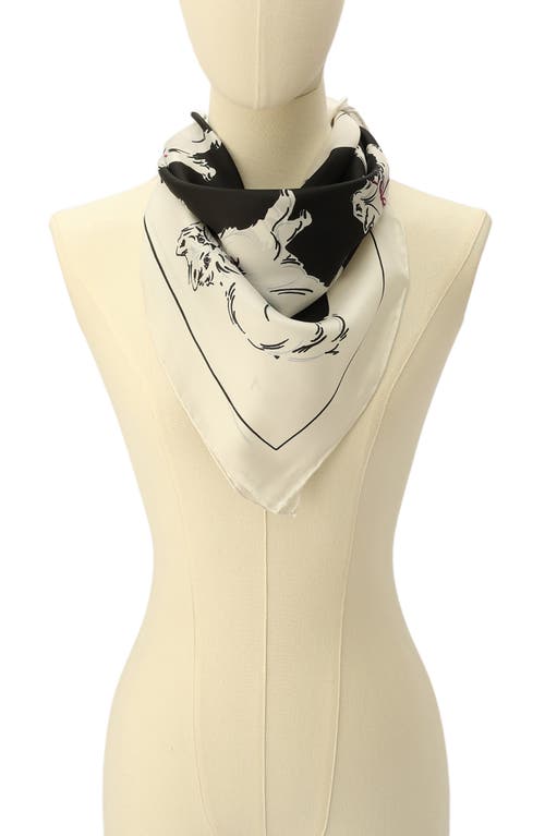 Kate Spade New York Pretty Kitty Silk Square Scarf In Black/cream