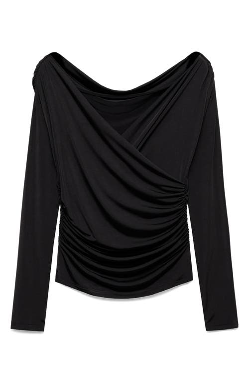 Mango Crossover Long Sleeve Top In Black