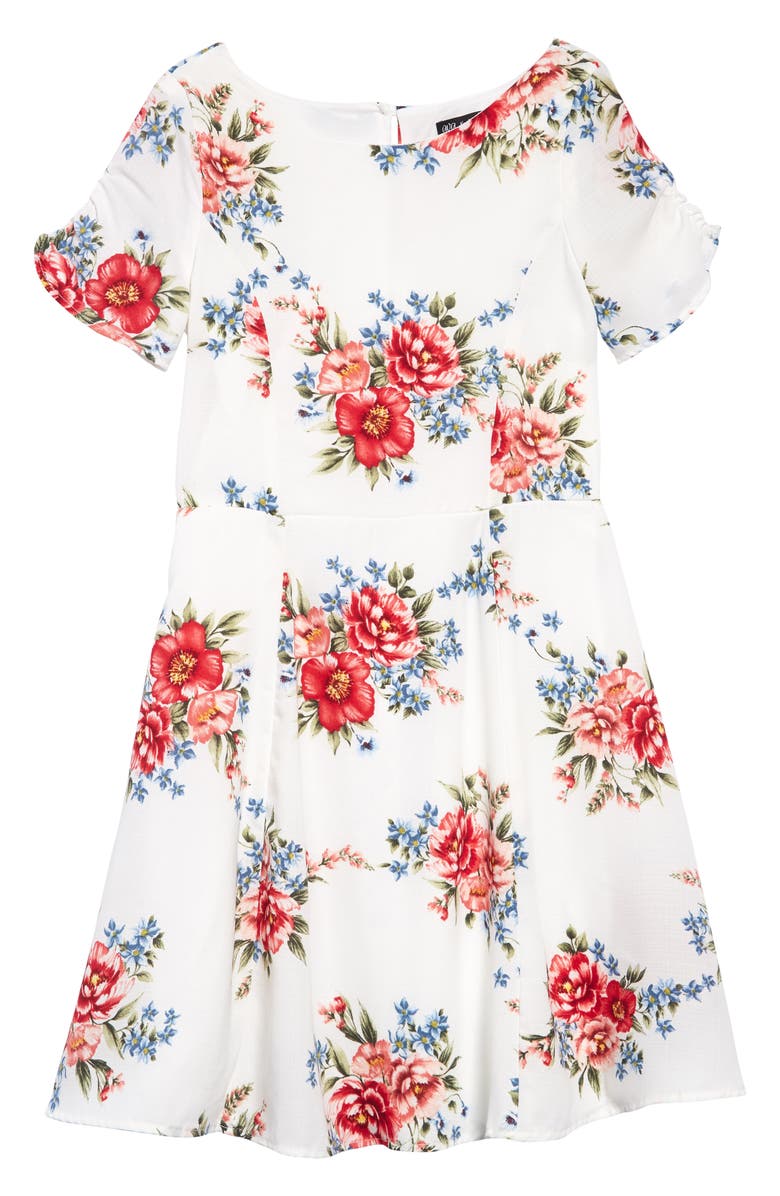 Ava & Yelly Floral Print Skater Dress, Main, color, 