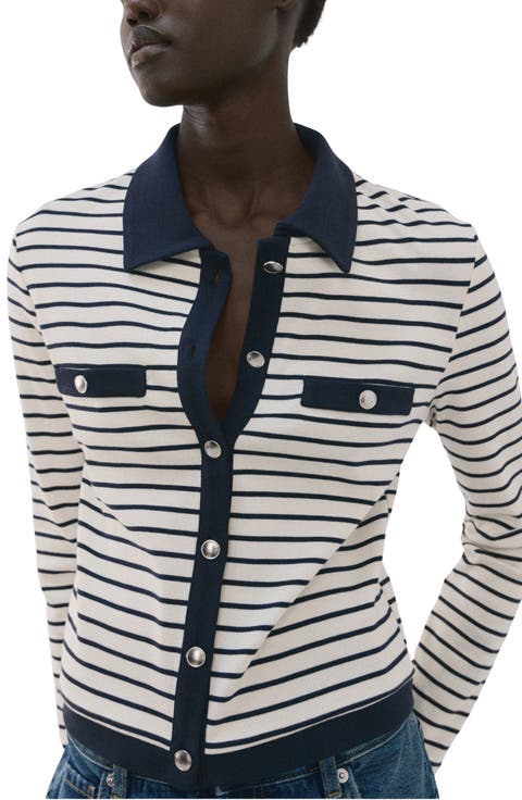 Stripe Cotton Cardigan (Regular & Plus)