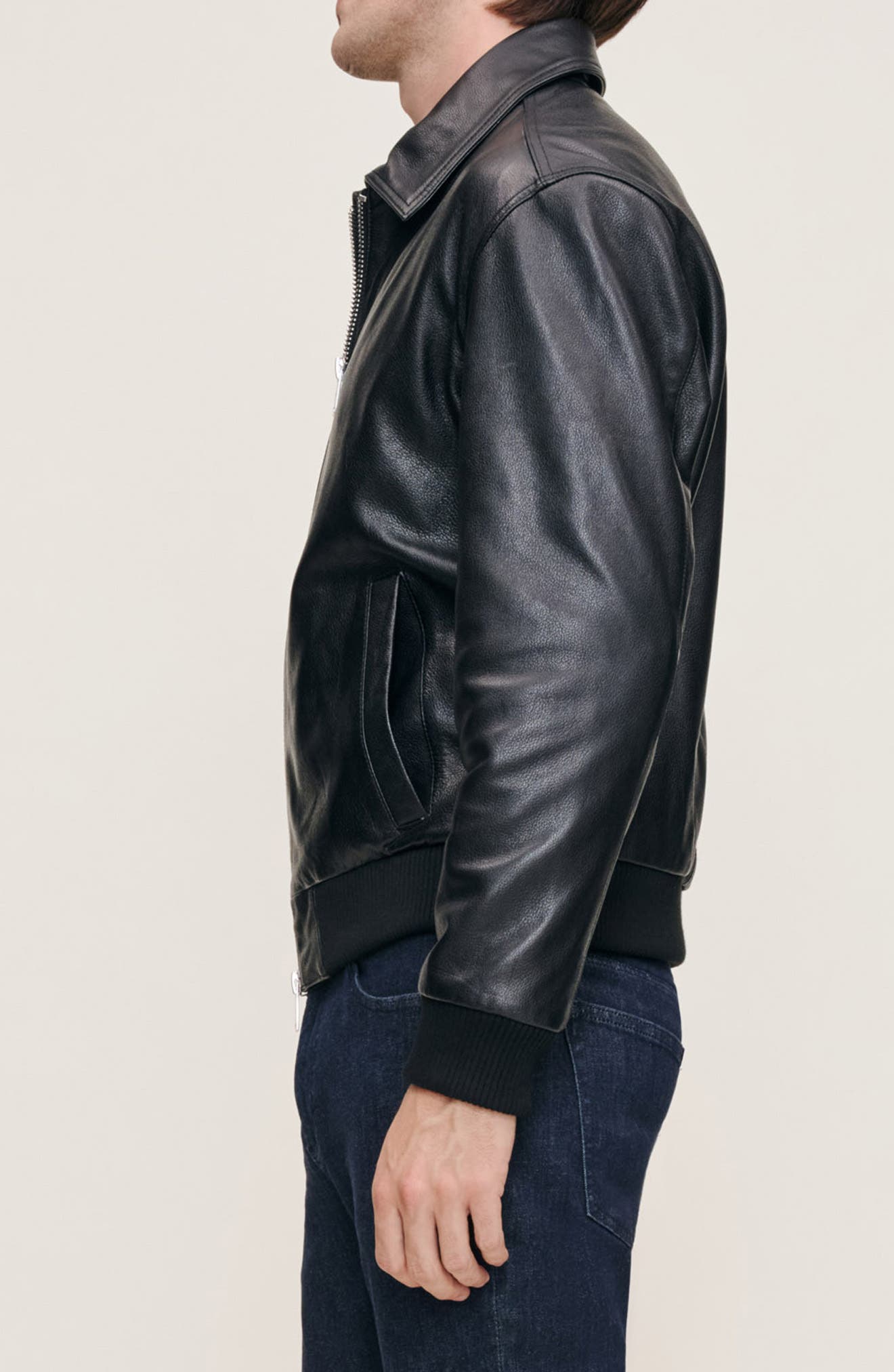 Zip Front Leather Bomber Jacket (Men) | Nordstrom
