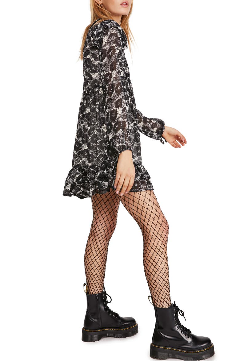 These Dreams Long Sleeve Minidress, Alternate, color, BLACK
