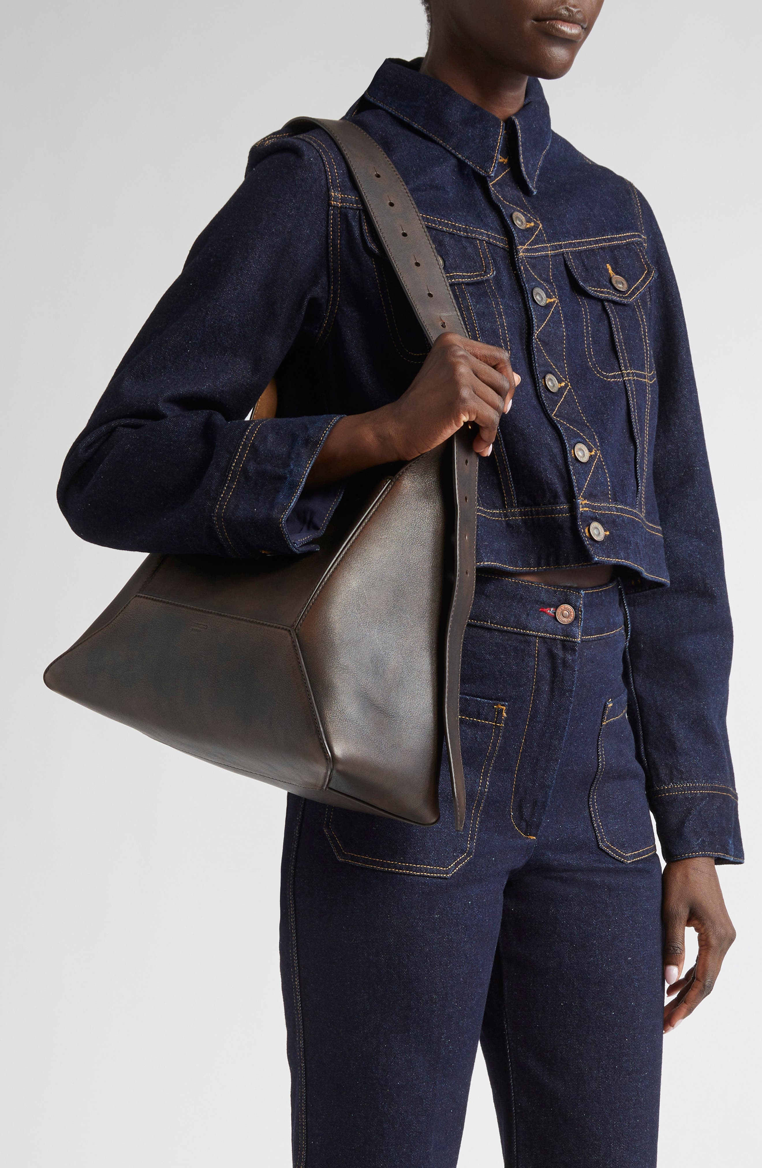 Jimmy Choo Medium Diamond Leather Hobo Bag, Alternate, color, Cognac/ Gold