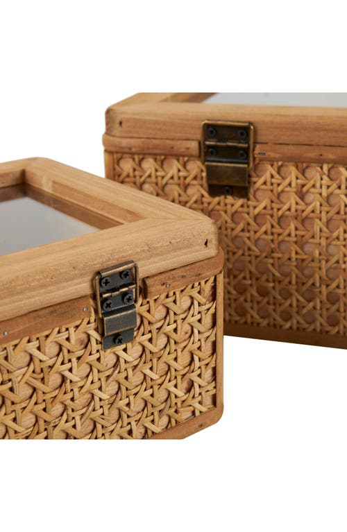 Uma Contemporary Set Of 2 Natural Rattan Boxes In Brown