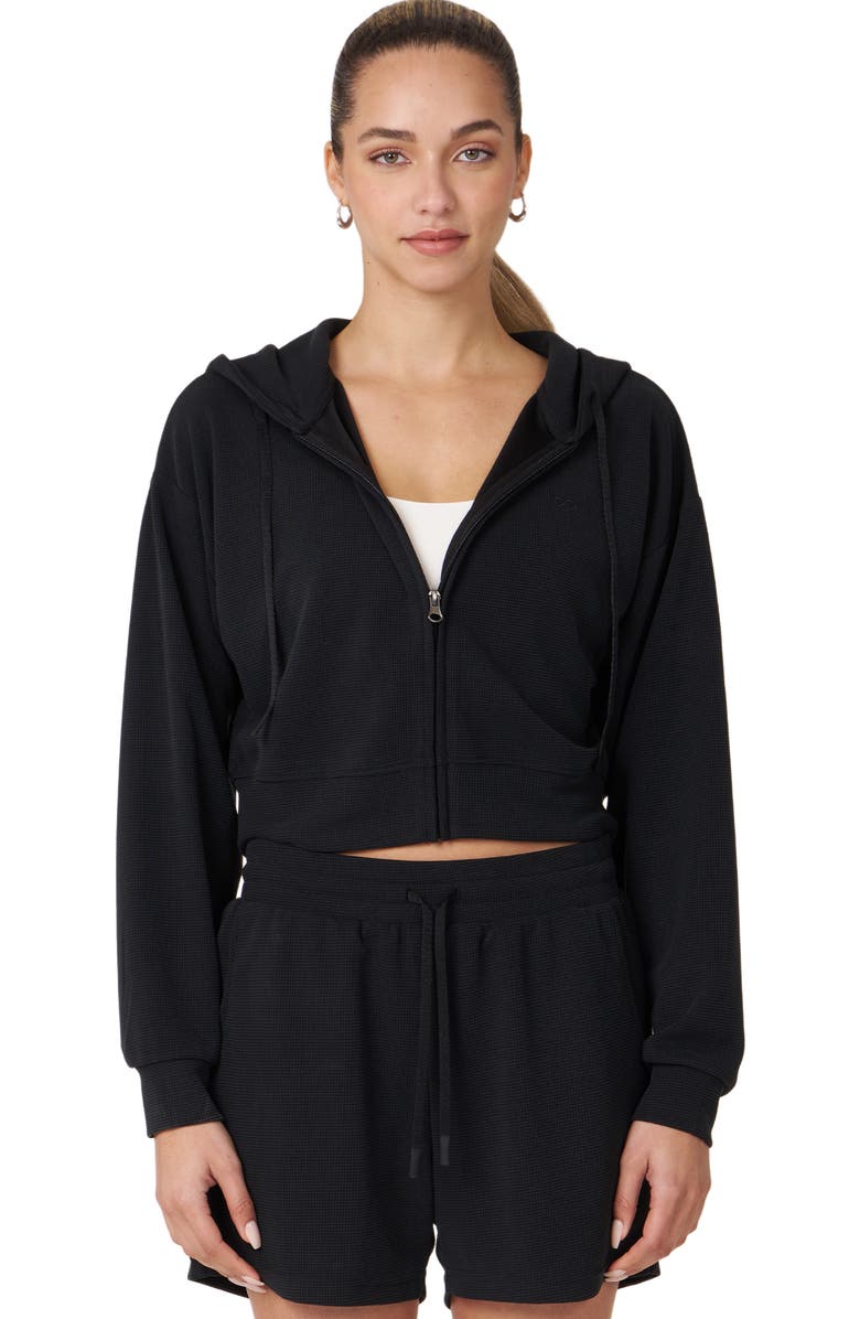 Rebody Active Retreat Waffle Zip Up Jacket, Alternate, color, Black