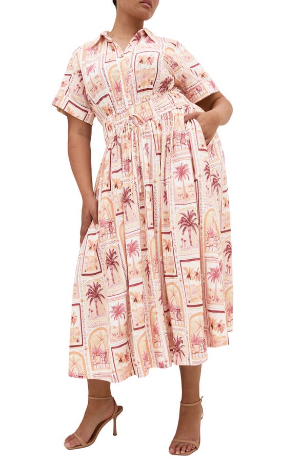 Lana Postcard Print Maxi Shirtdress