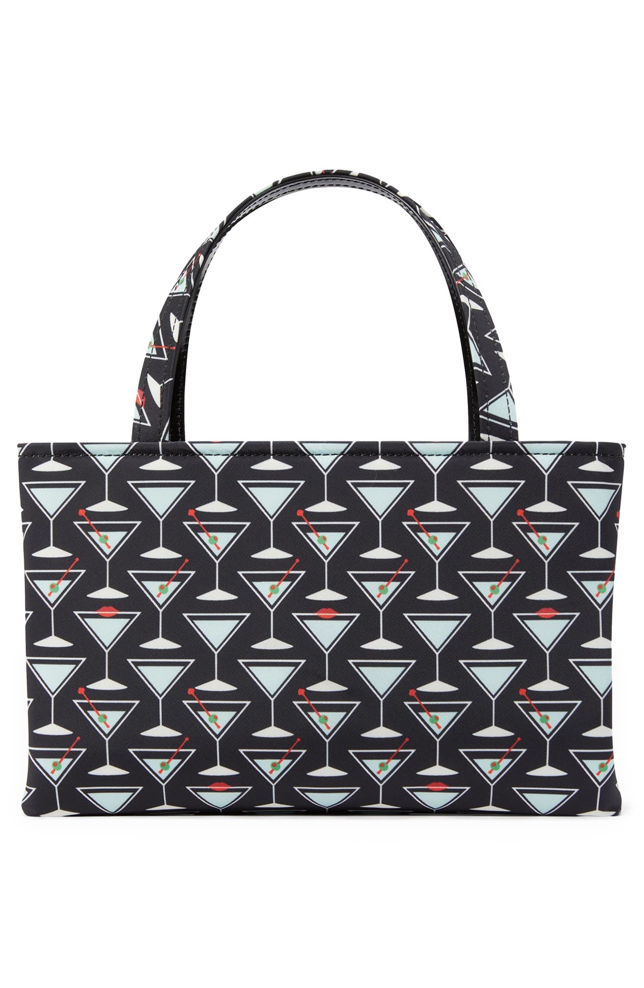 sam icon martini print recycled polyester tote, Alternate, color, BLACK MULTI.