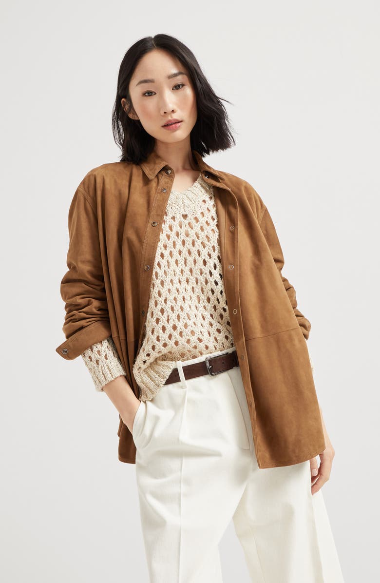 Brunello Cucinelli Dazzling Net sweater, Alternate, color, Oat