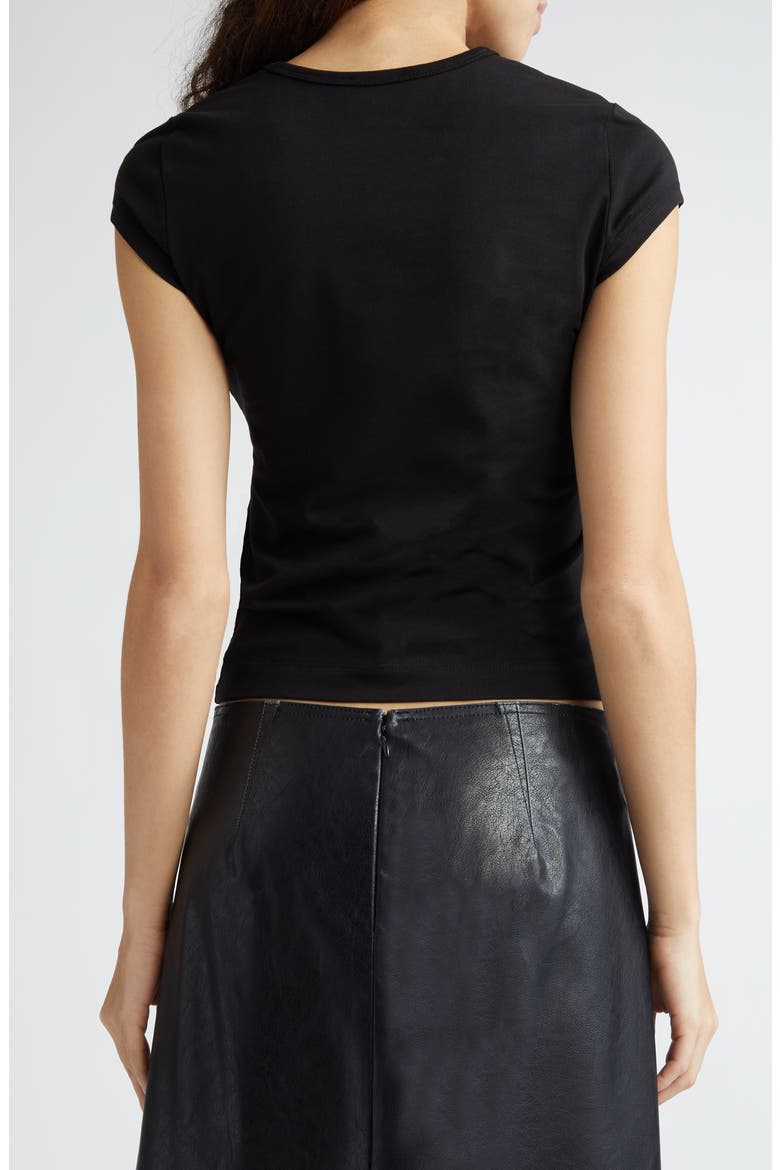 T-Angie Embroidered Logo Cutout T-Shirt, Alternate, color, DEEP/ BLACK