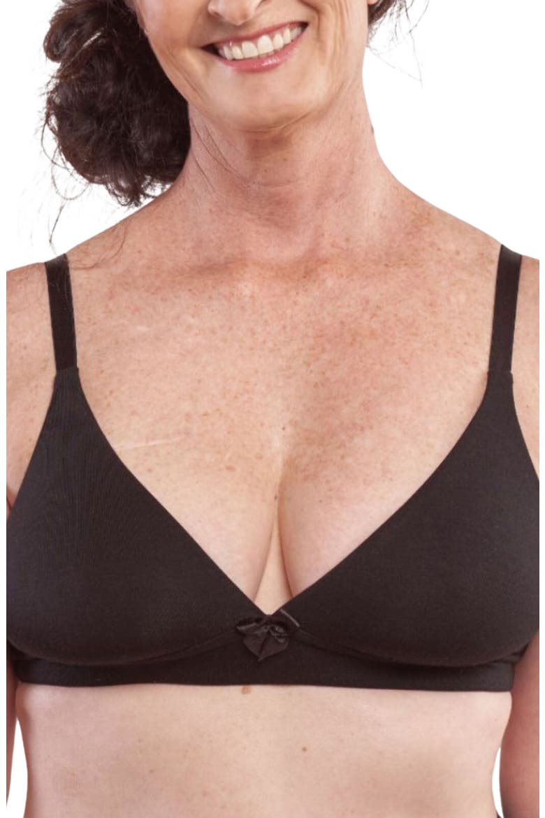 Molly Post-Surgery Pocketed Plunge Wireless T-Shirt Bra, Alternate, color, BLACK