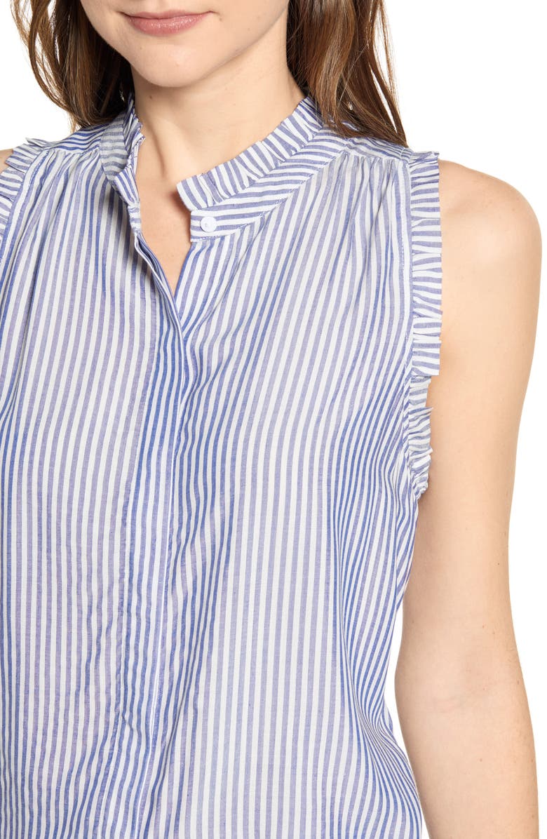 GIBSONLOOK Gibson x International Women's Day Living in Yellow Ruffle Trim Front Button Sleeveless Top, Alternate, color,