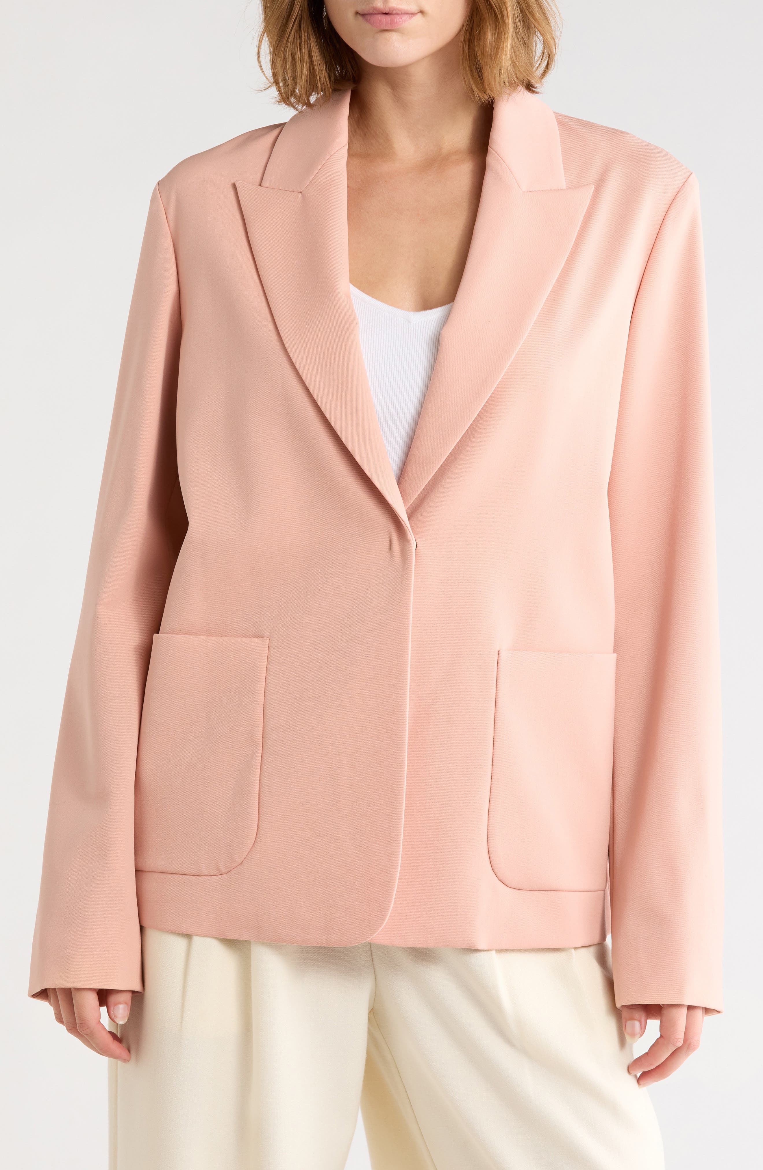 Peak Lapel Wool Blend Blazer
