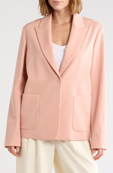 Peak Lapel Wool Blend Blazer
