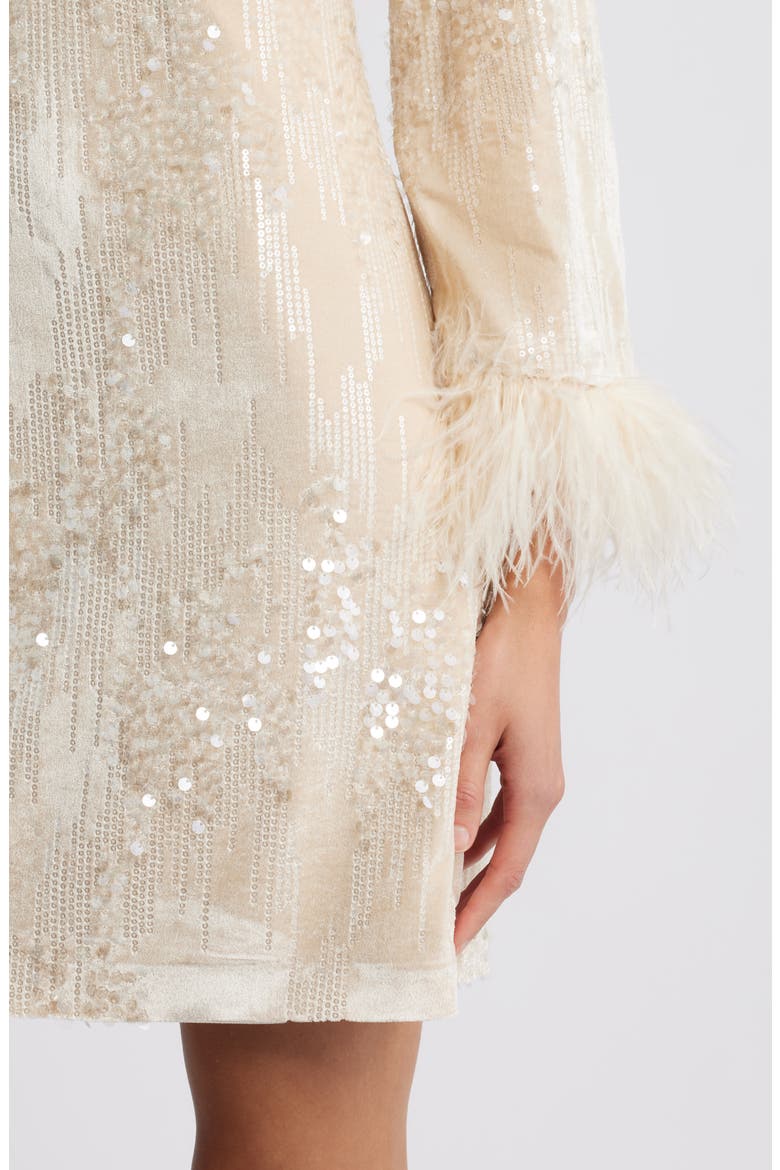 Sequin Embellished Minidress, Alternate, color, CREAM