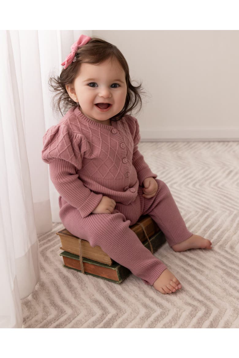 Kid's Juliet Mixed Knit Cardigan and Legging Set, Alternate, color, Bridal Rose