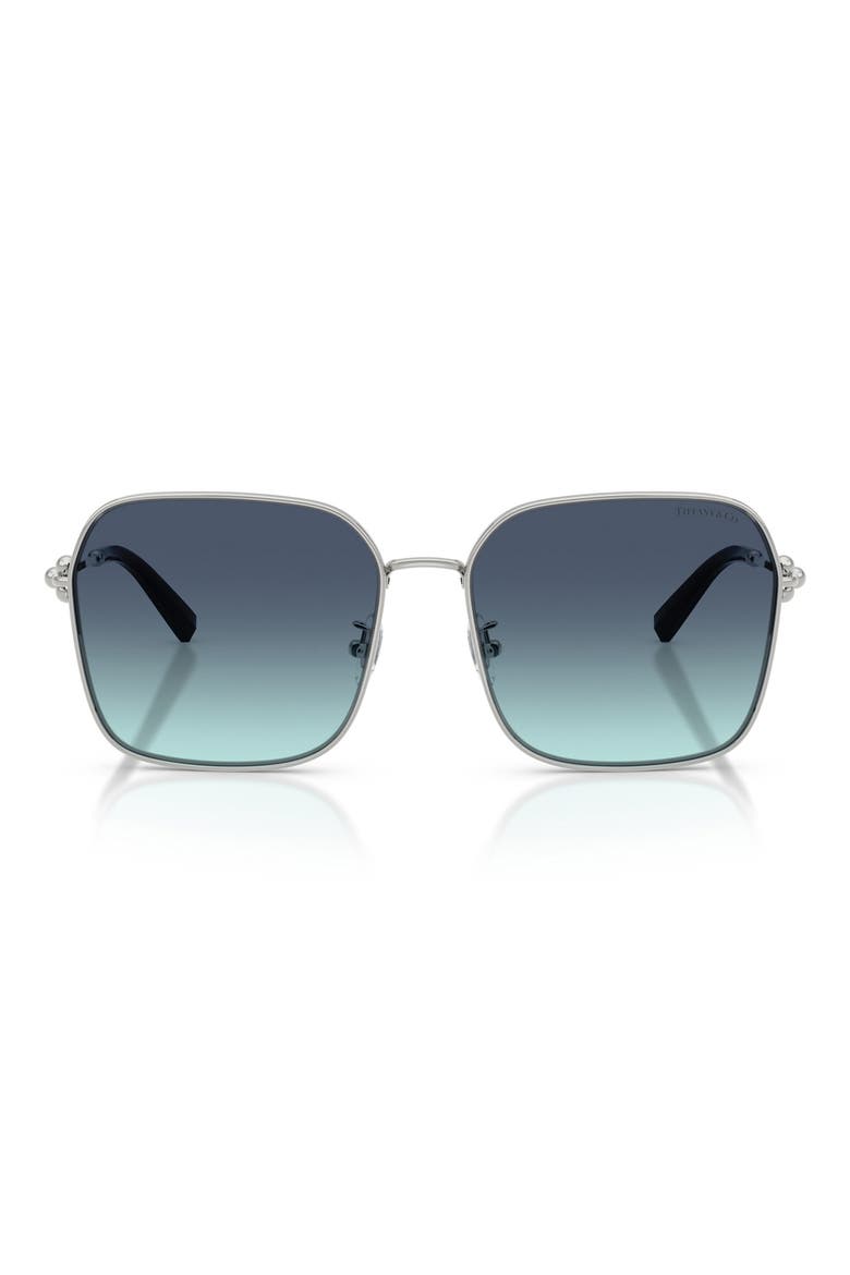 60mm Gradient Square Sunglasses, Main, color, SILVER/ AZURE GRADIENT BLUE