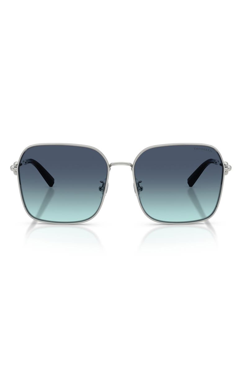 Tiffany & Co. 60mm Gradient Square Sunglasses, Main, color, Silver/ Azure Gradient Blue