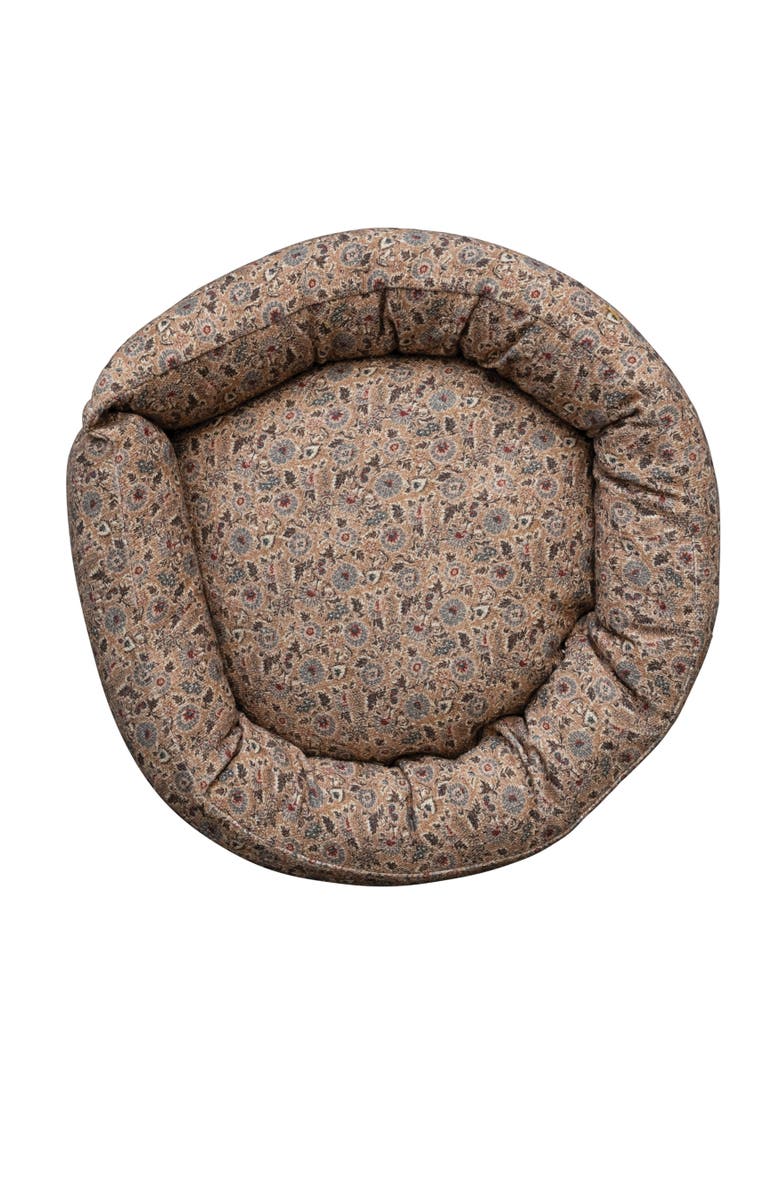 Storied Home Cotton Slub Pet Bed with Floral Pattern, Multicolor, Main, color, Grey