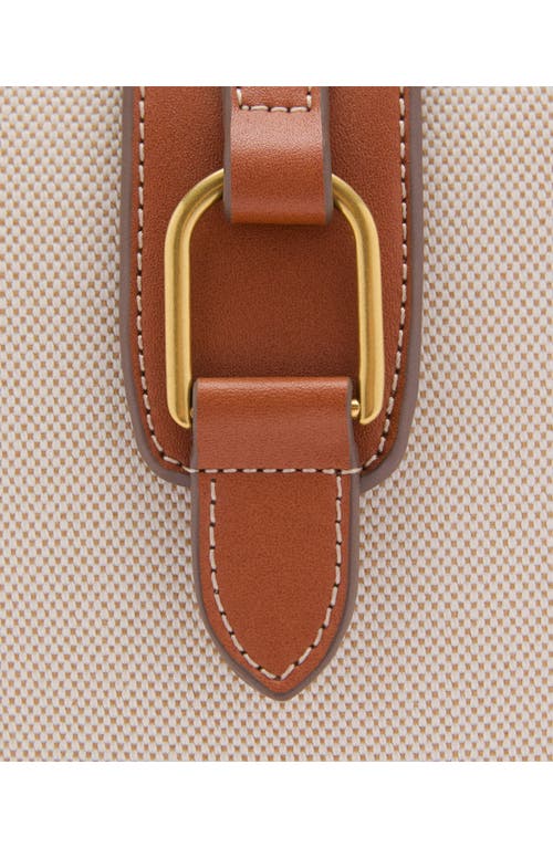 Mango Canvas & Faux Leather Bucket Bag In Brown