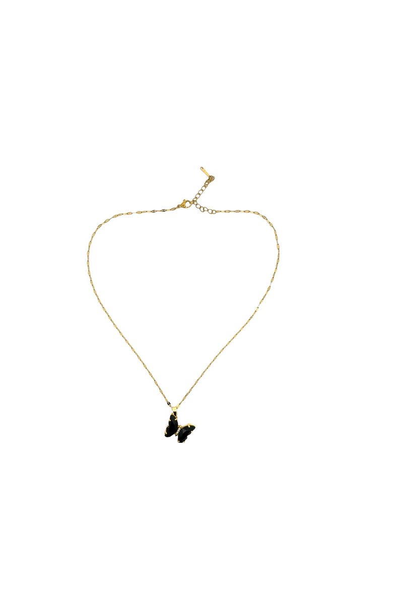 Black Butterfly Crystal Pendant Necklace, Alternate, color, Yellow