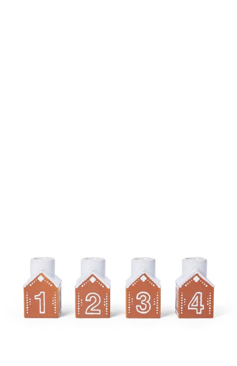 Gingerbread Advent Candle Holder, Set of 4