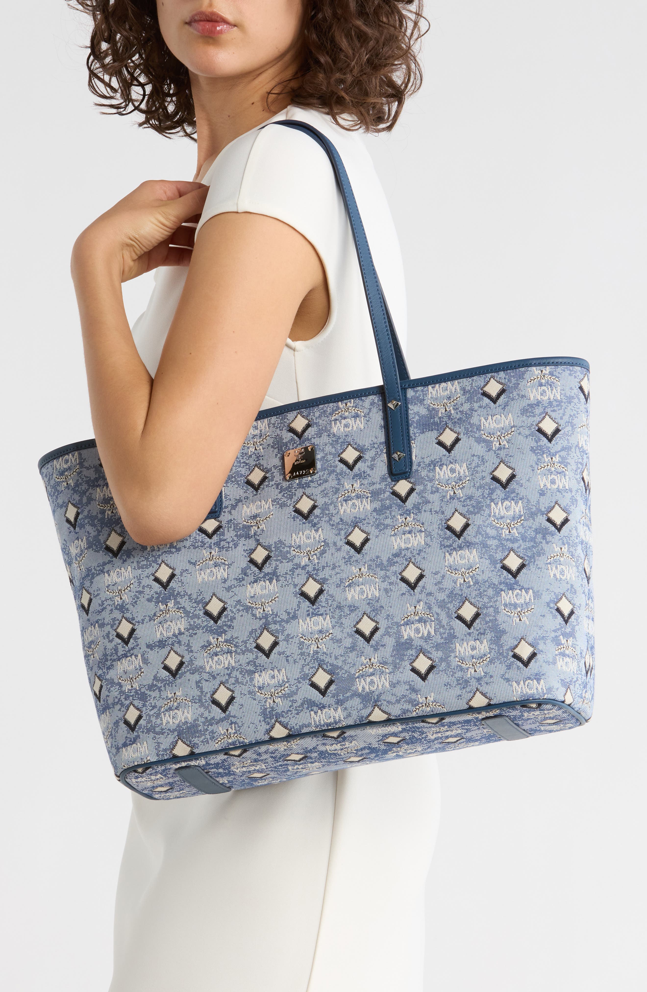 MCM Aren Tote, Alternate, color, Blue