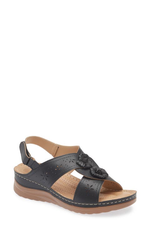 Rosette Wedge Slingback Sandal (Women)