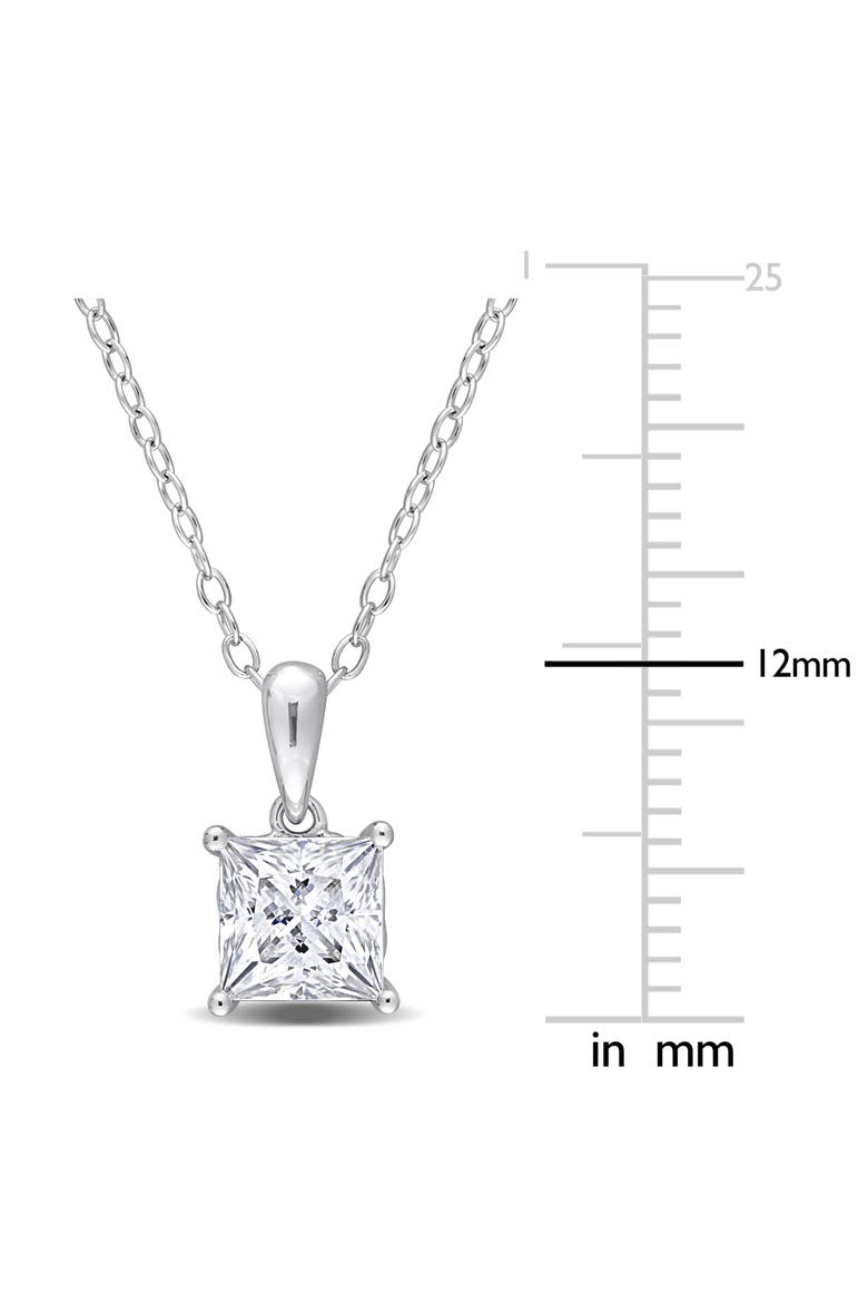 Sterling Silver Princess Cut Lab Created Moissanite Pendant Necklace, Alternate, color, SILVER