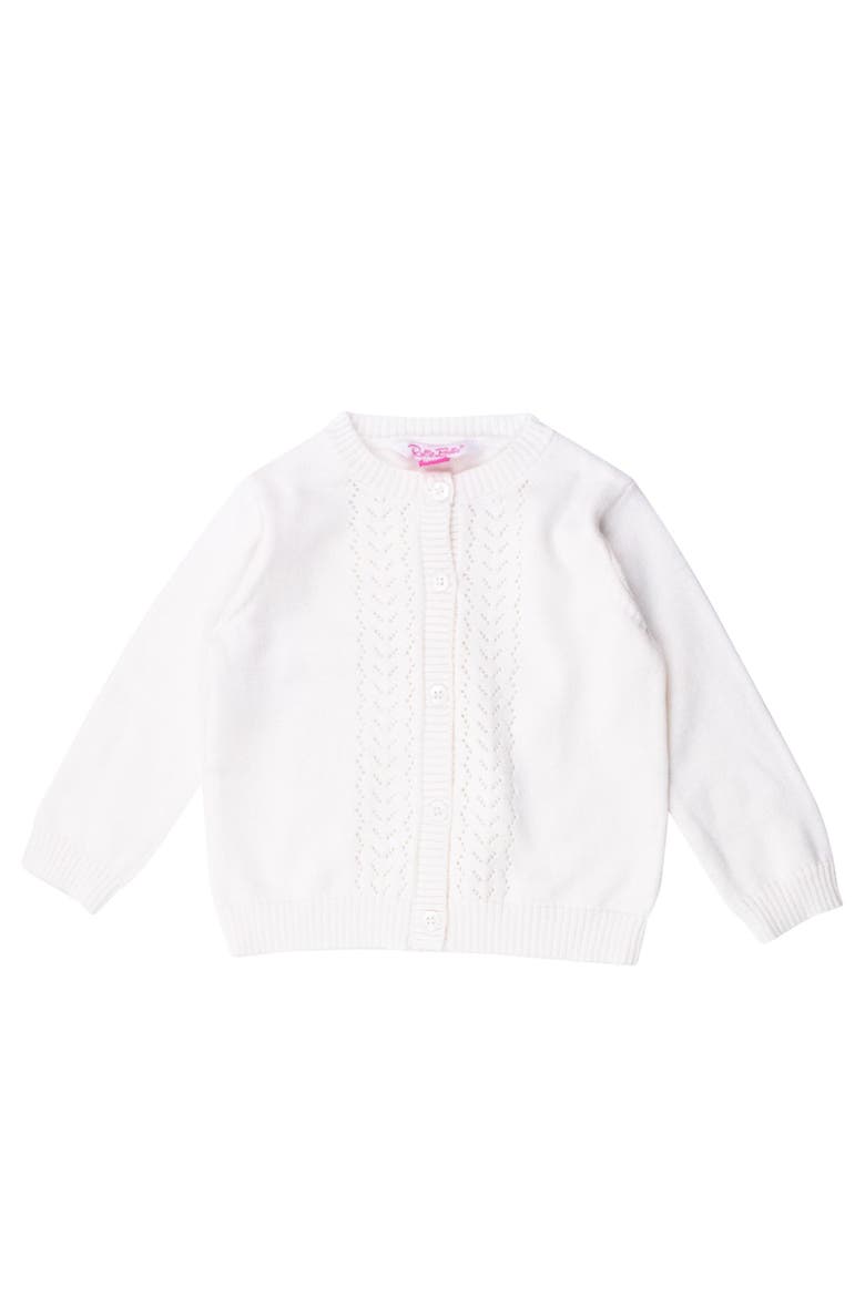 Girls Lightweight Pointelle Cardigan, Main, color, Soft White