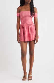 Bella Venice The Kat Off the Shoulder Gingham Minidress