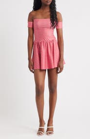 Bella Venice The Kat Off the Shoulder Gingham Minidress