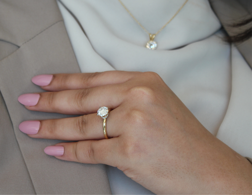 Luvmyjewelry Lila 14k Gold Round Lab Grown Diamond Hidden Halo Ring In 14k Yellow Gold