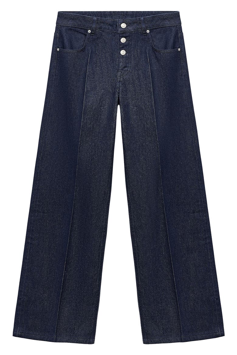 Exposed Button Low Rise Straight Leg Jeans, Alternate, color, OPEN BLUE