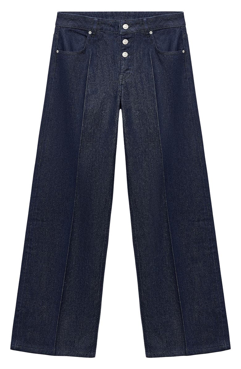 MANGO Exposed Button Low Rise Straight Leg Jeans, Alternate, color, Open Blue