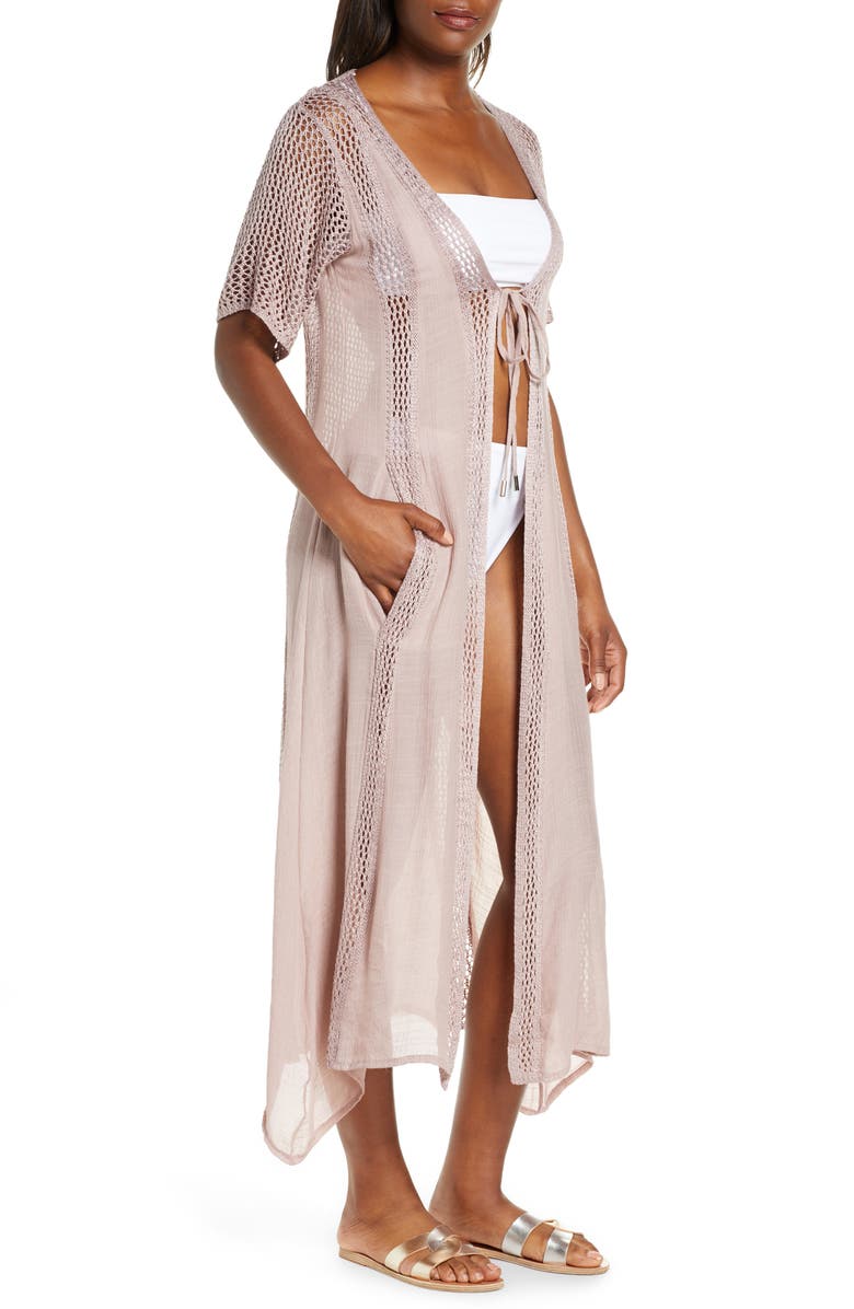 Elan Crochet Panel Swim Cover-Up, Alternate, color,