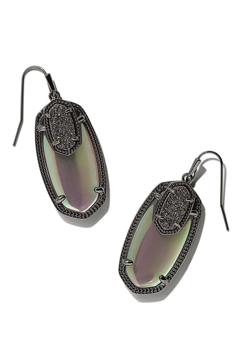 'Emmy' Drop Earrings, Main, color, GRAY/ BLACK DICHROIC GLASS