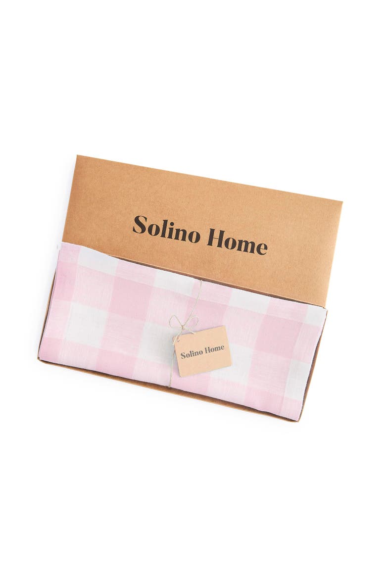Linen Table Throw 52 x 52 Inch - Buffalo Check, Alternate, color, Marshmellow Pink