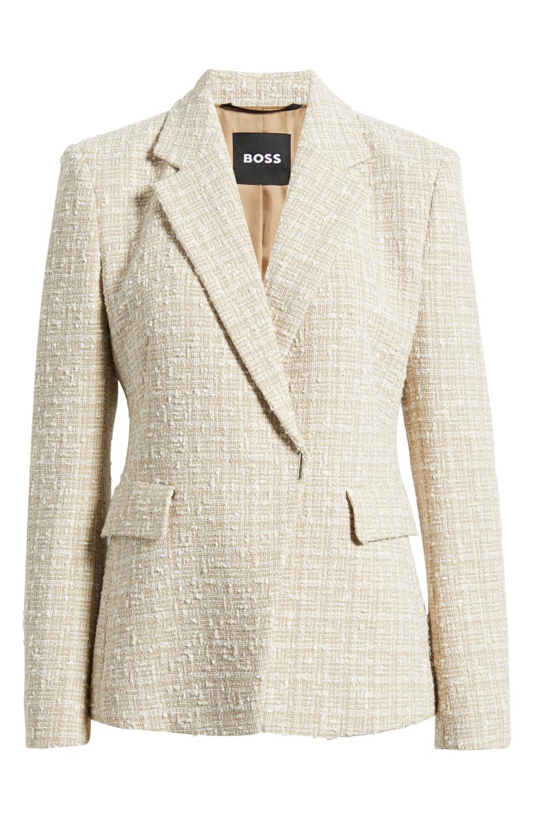 BOSS Jia Cotton Blend Tweed Blazer, Alternate, color, Soft Cream Tweed