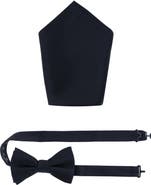 Trafalgar Sutton Solid Color Silk Bowtie and Pocket Square Combo